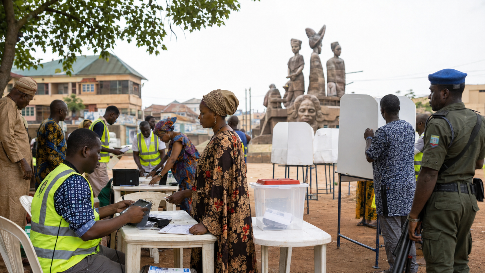 Voters and election officials preparing for the 2026 Osun State governorship election