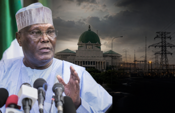 Editorial montage of Atiku Abubakar, Abuja and Nigeria's electricity transmission network
