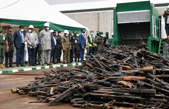 Decommissioned firearms secured for official destruction at a Nigerian facility