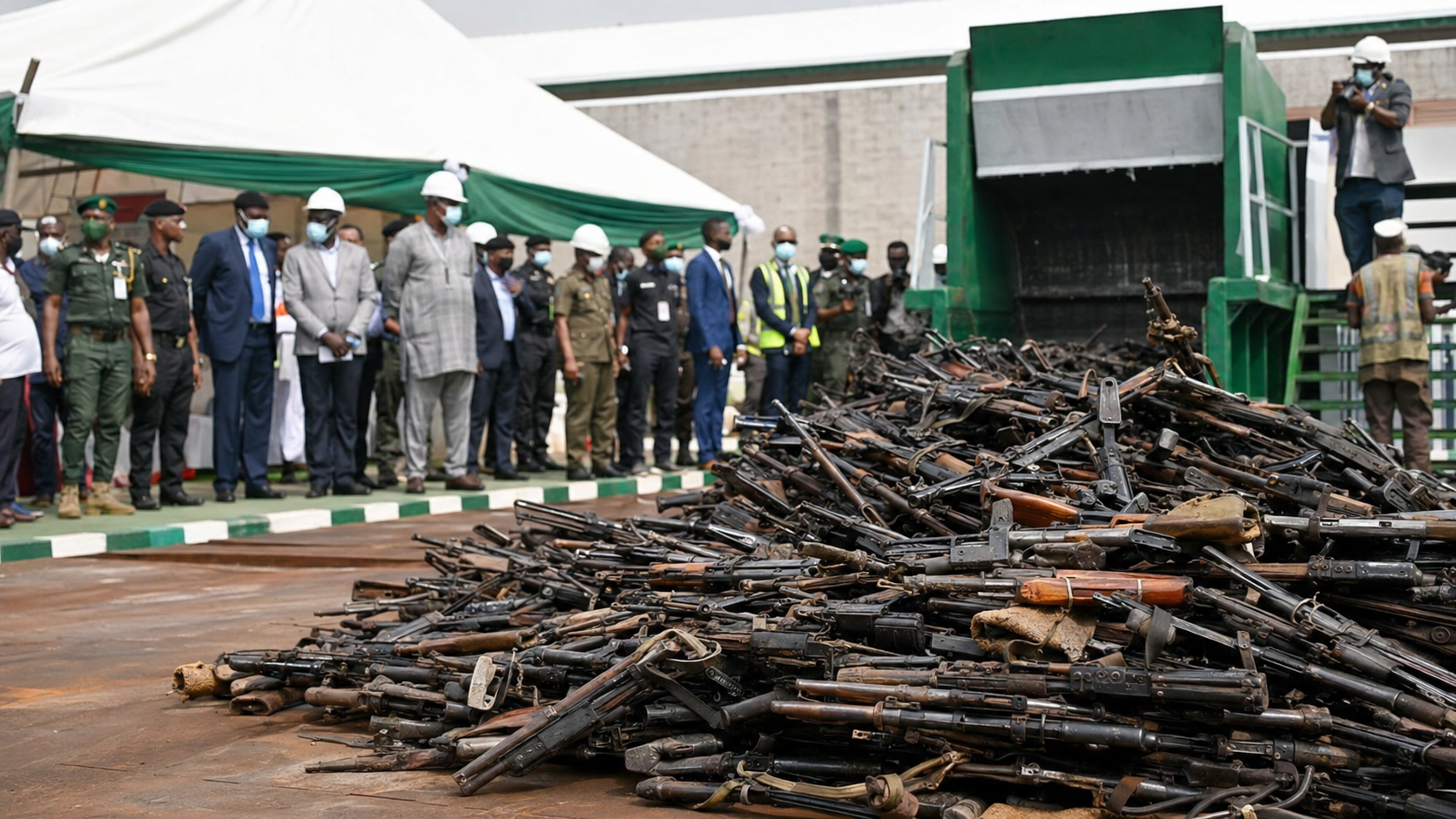 Decommissioned firearms secured for official destruction at a Nigerian facility
